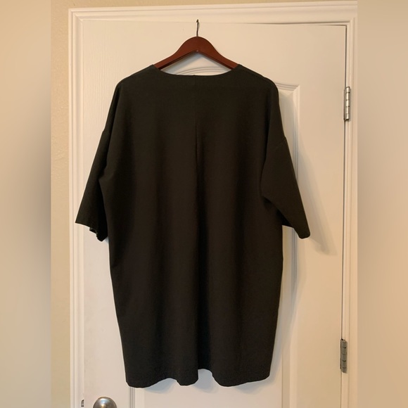 Bryn Walker black V-neck oversized long tunic top pockets Large Lagenlook L-XL - Picture 2 of 16